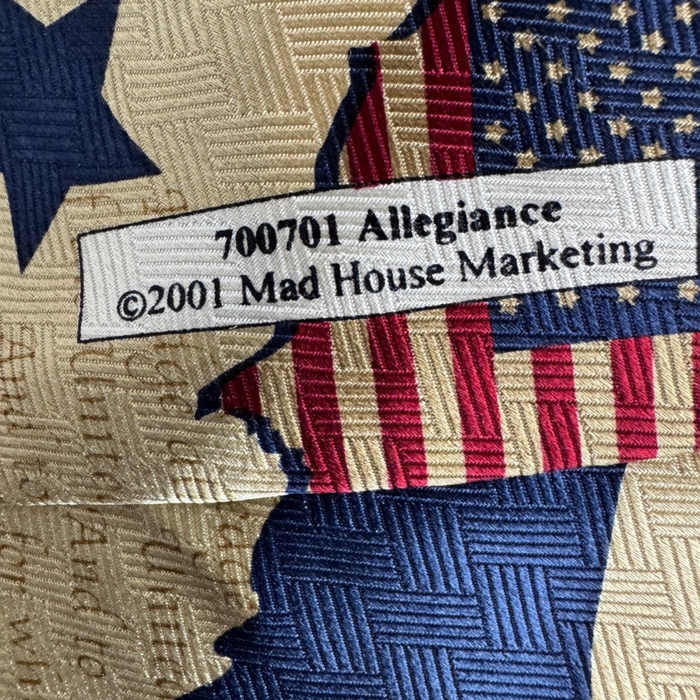 Mad House Marketing Allegiance USA Flag Pledge of Allegiance Silk Tie Tan 700701 - Picture 8 of 10